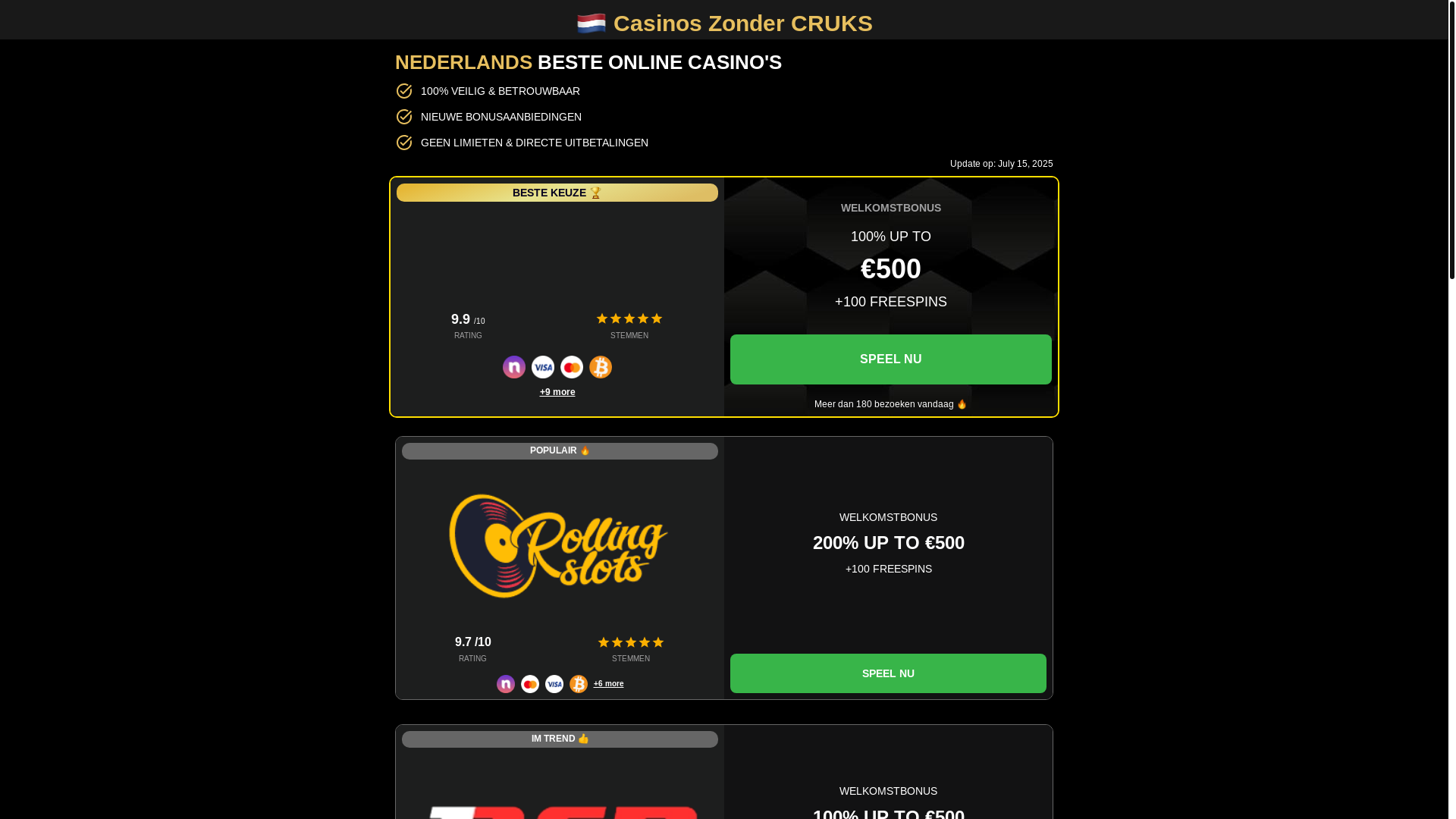 website screenshot of https://zonder-cruks.co/