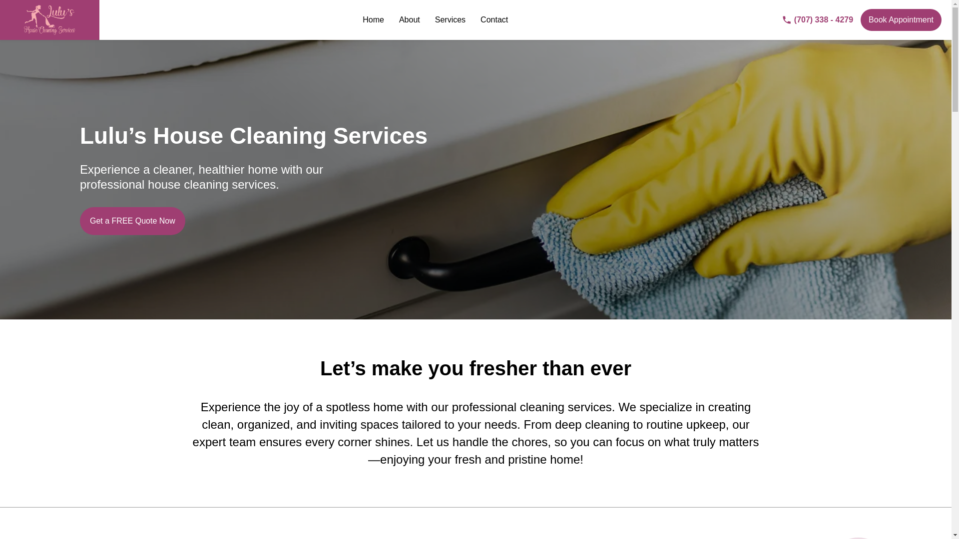 website screenshot of https://lulushouseclean.com/
