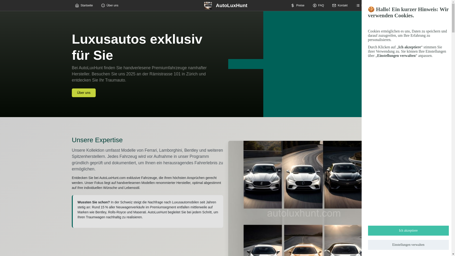 website screenshot of https://autoluxhunt.com/