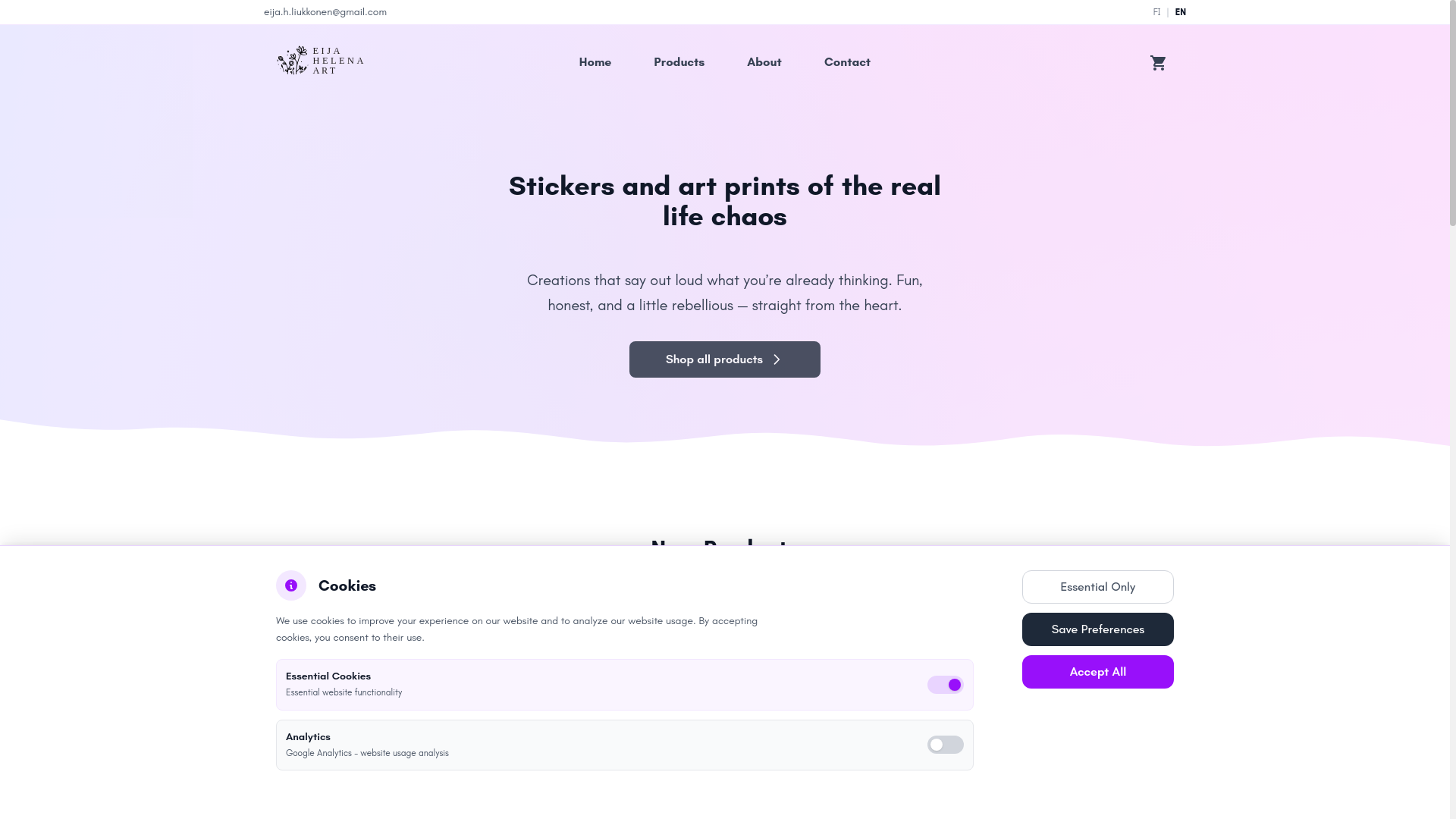 website screenshot of https://eijahelenaart.com/