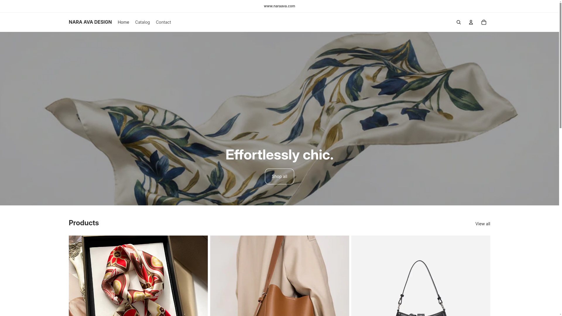 website screenshot of https://naraava.com/