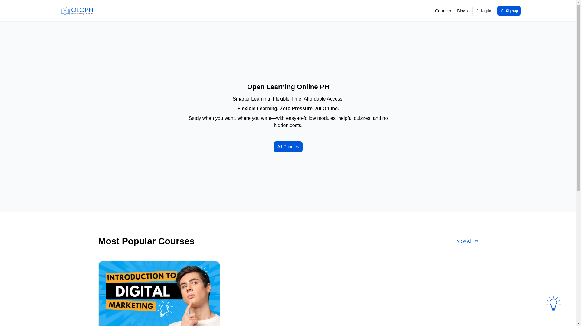 website screenshot of https://openlearningonlineph.com/