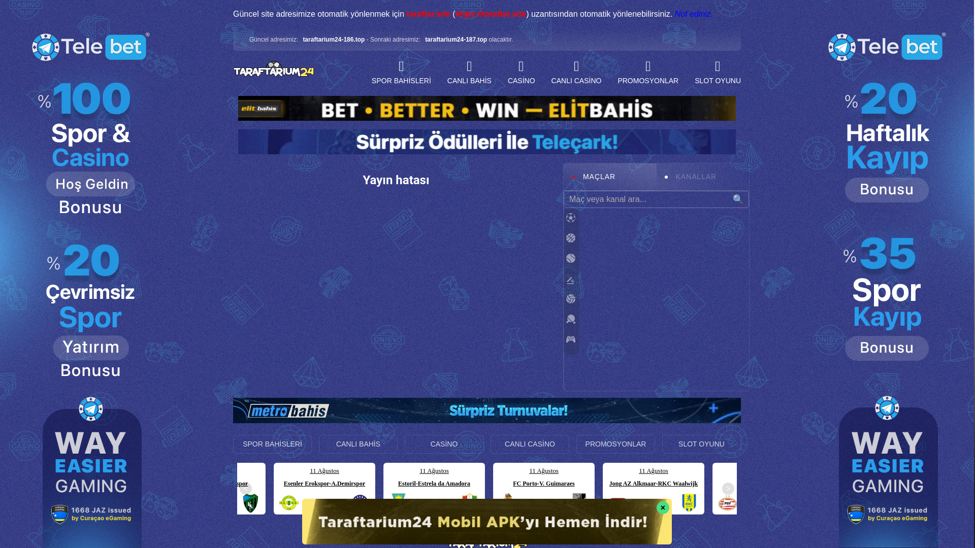 website screenshot of https://taraftarium24-186.top/