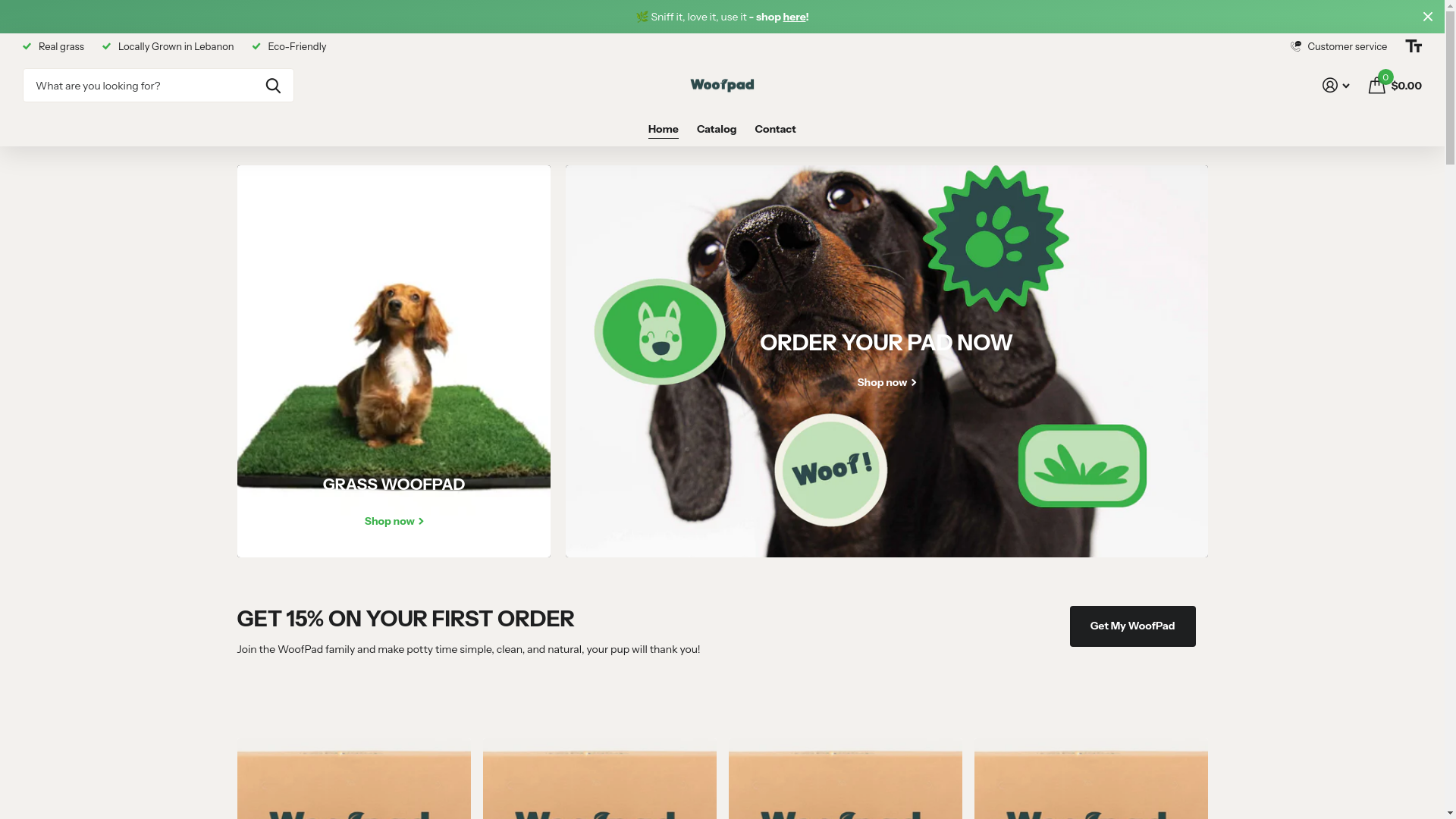 website screenshot of https://woofpad.co/