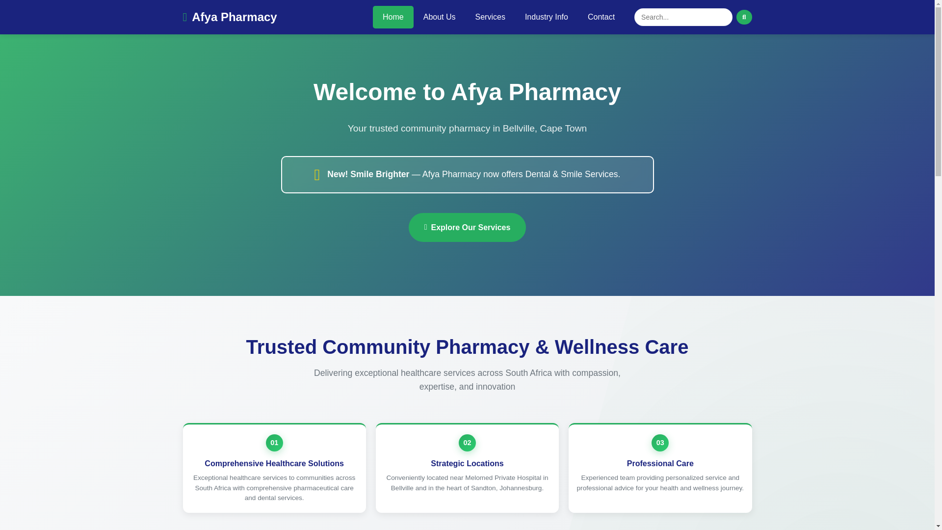 website screenshot of https://afyapharmacy.co.za/