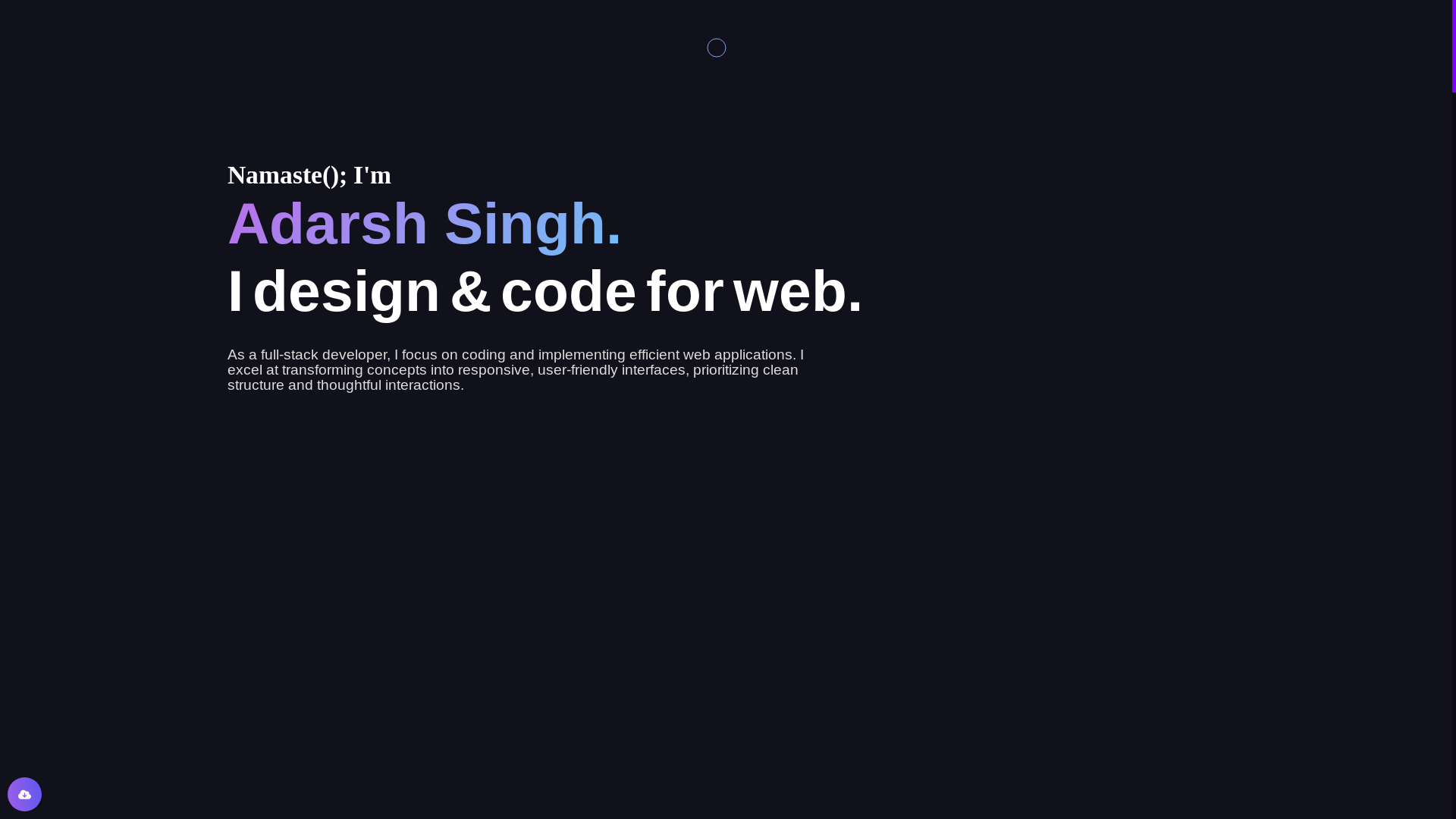 website screenshot of https://thisisadarshsingh.me/