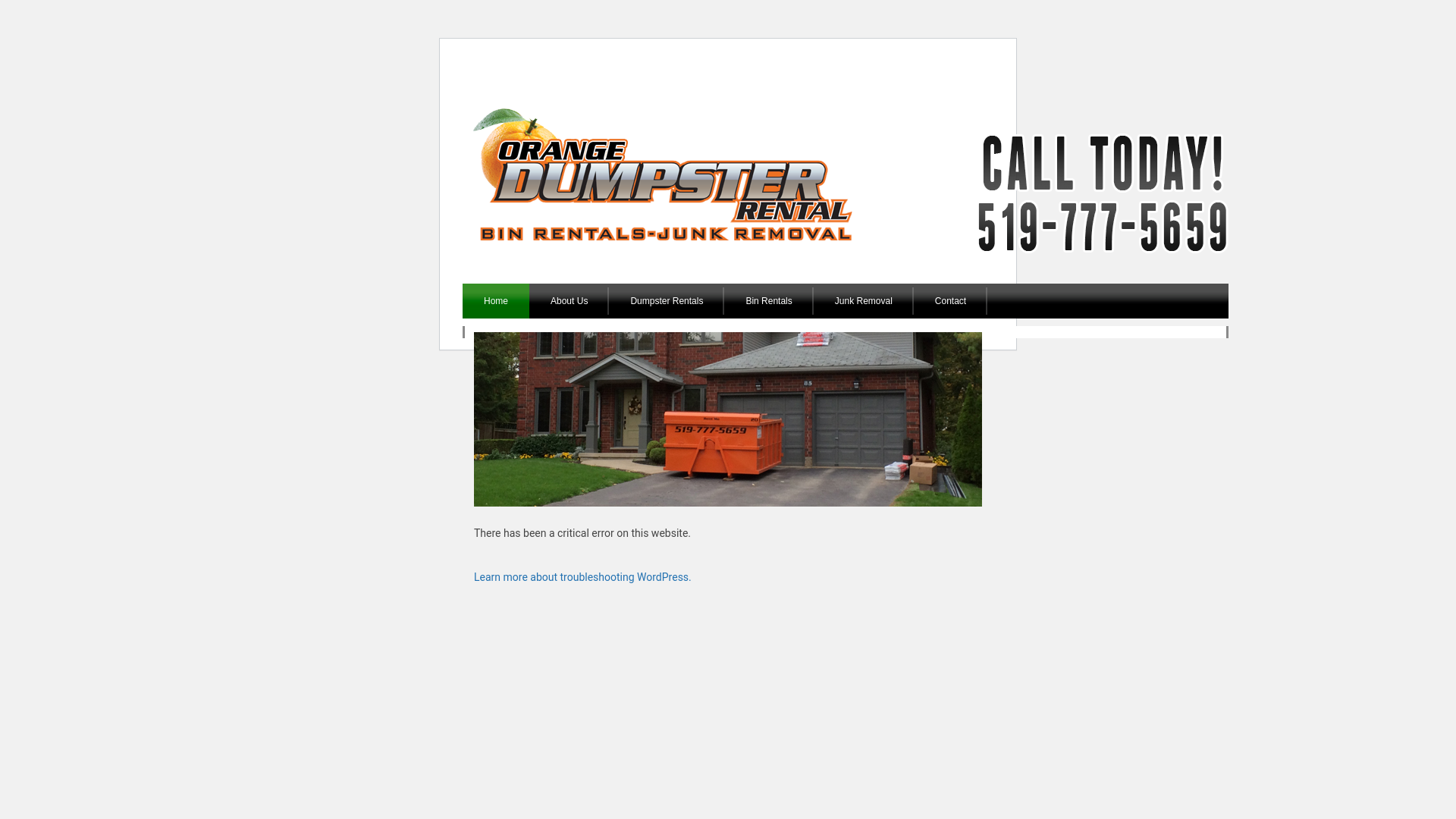 website screenshot of https://orangedumpsterrentals.ca/