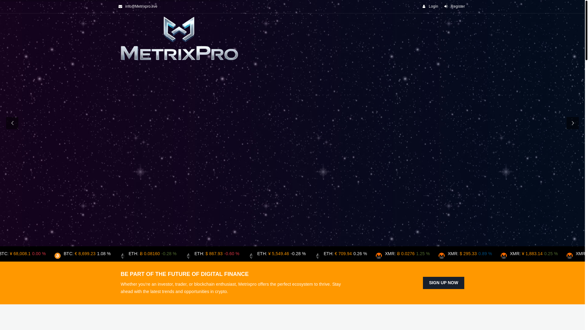 website screenshot of https://metrixpro.world/