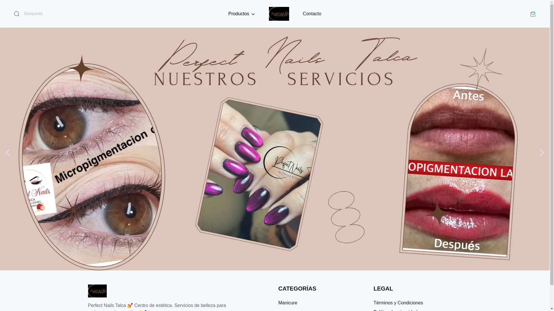 website screenshot of https://perfectnailstalca.com/