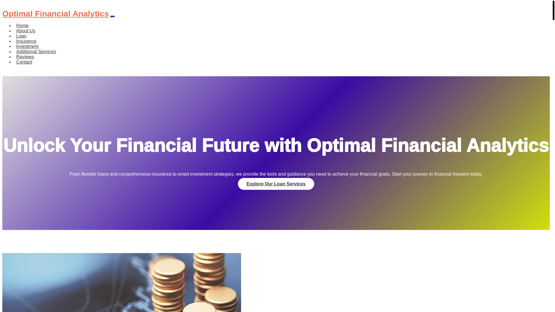 website screenshot of https://optimalfinancialanalytics.com/