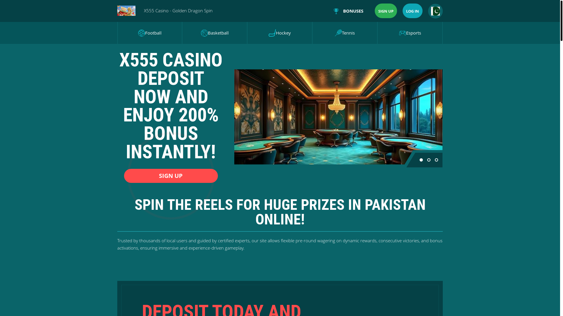 website screenshot of https://x555casino.com/