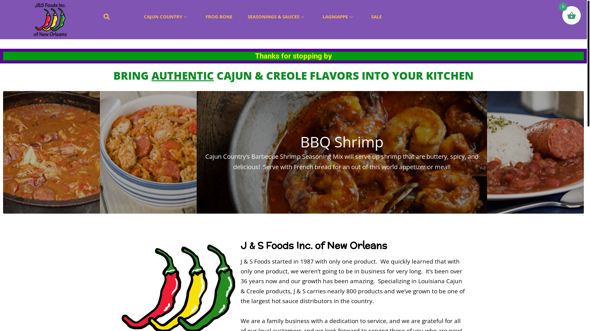 website screenshot of http://www.jandsfoods.com/