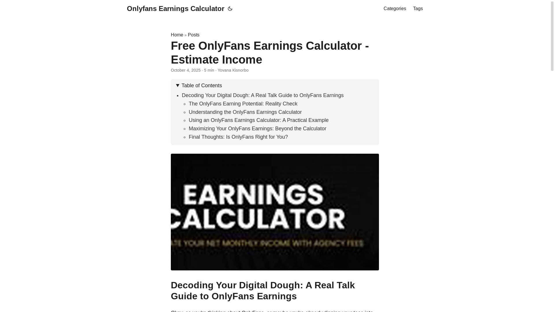 website screenshot of https://onlyfans-earnings-calculator.pages.dev/