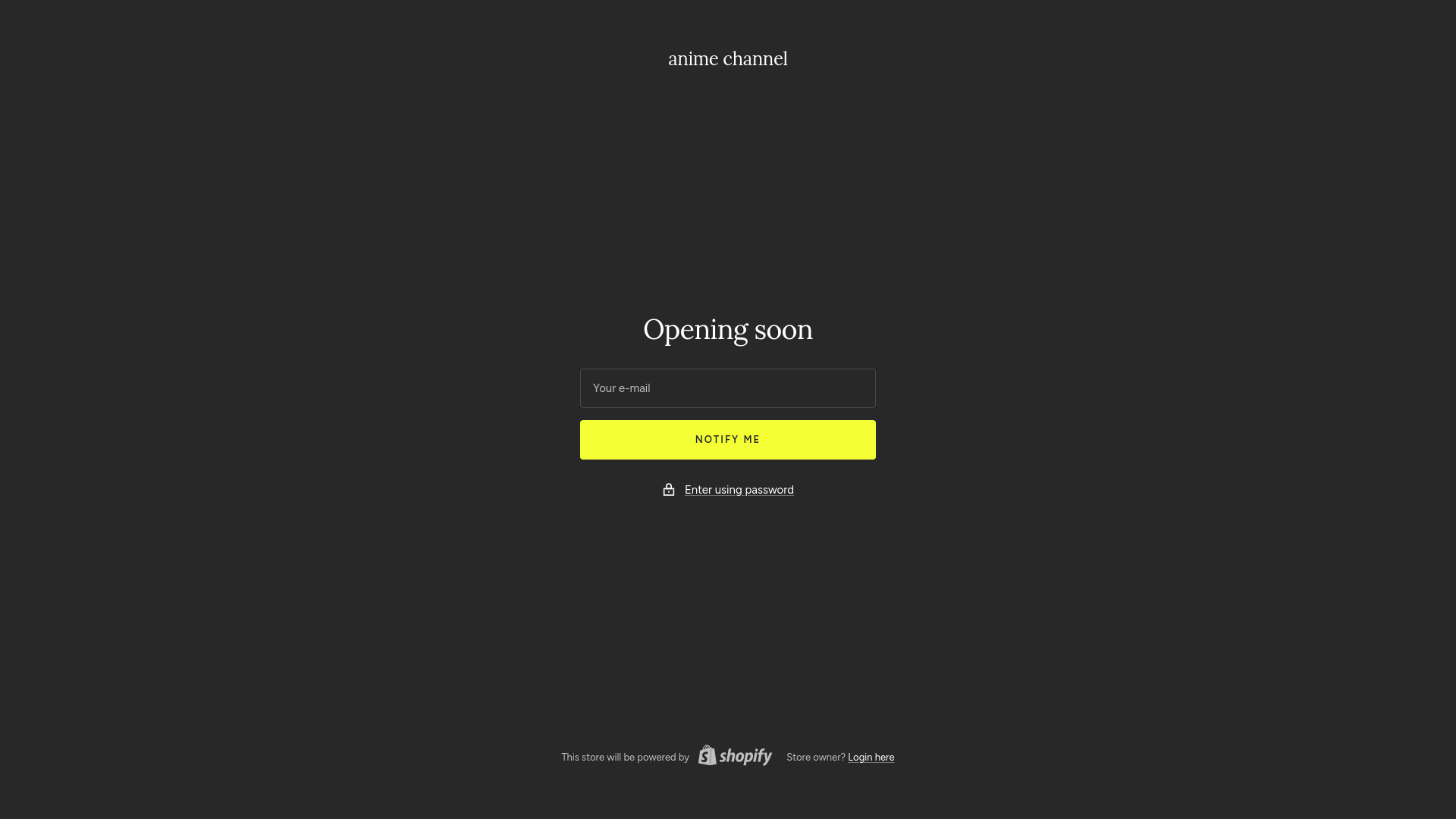website screenshot of https://animechannel.shop/