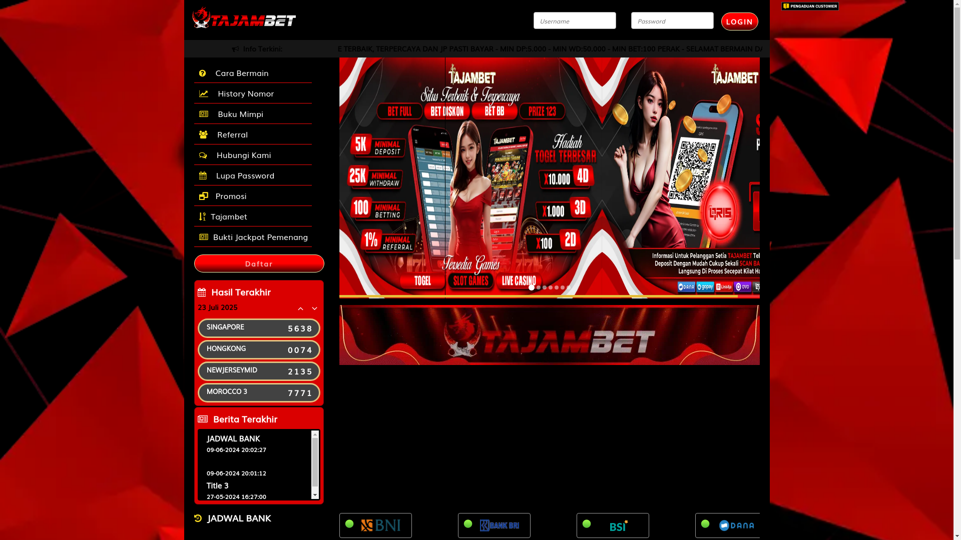 website screenshot of https://dinastitajamid.info/