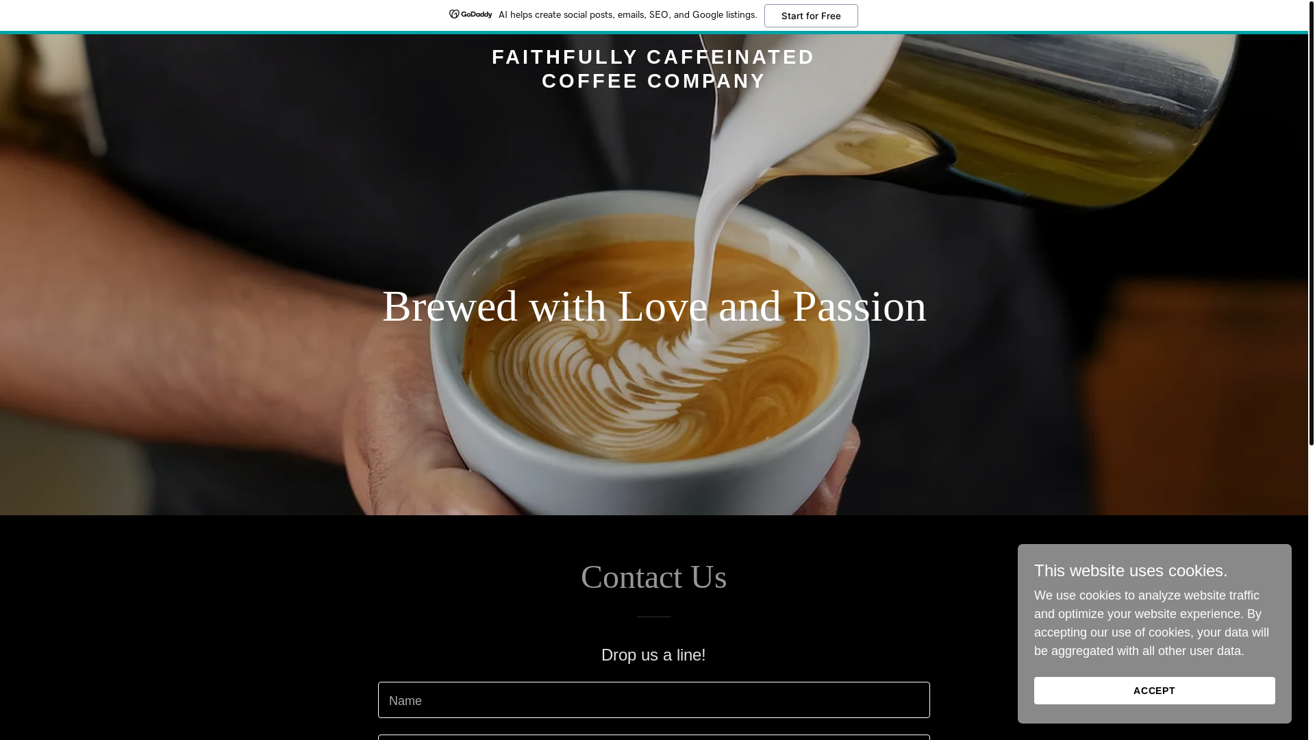 website screenshot of https://faithfullycaffeinated.com/