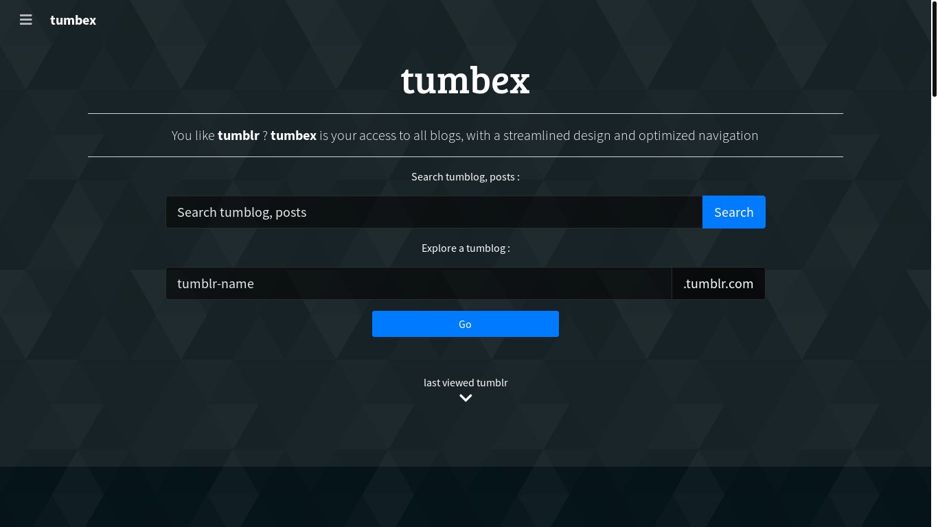 website screenshot of https://tumbex.com/