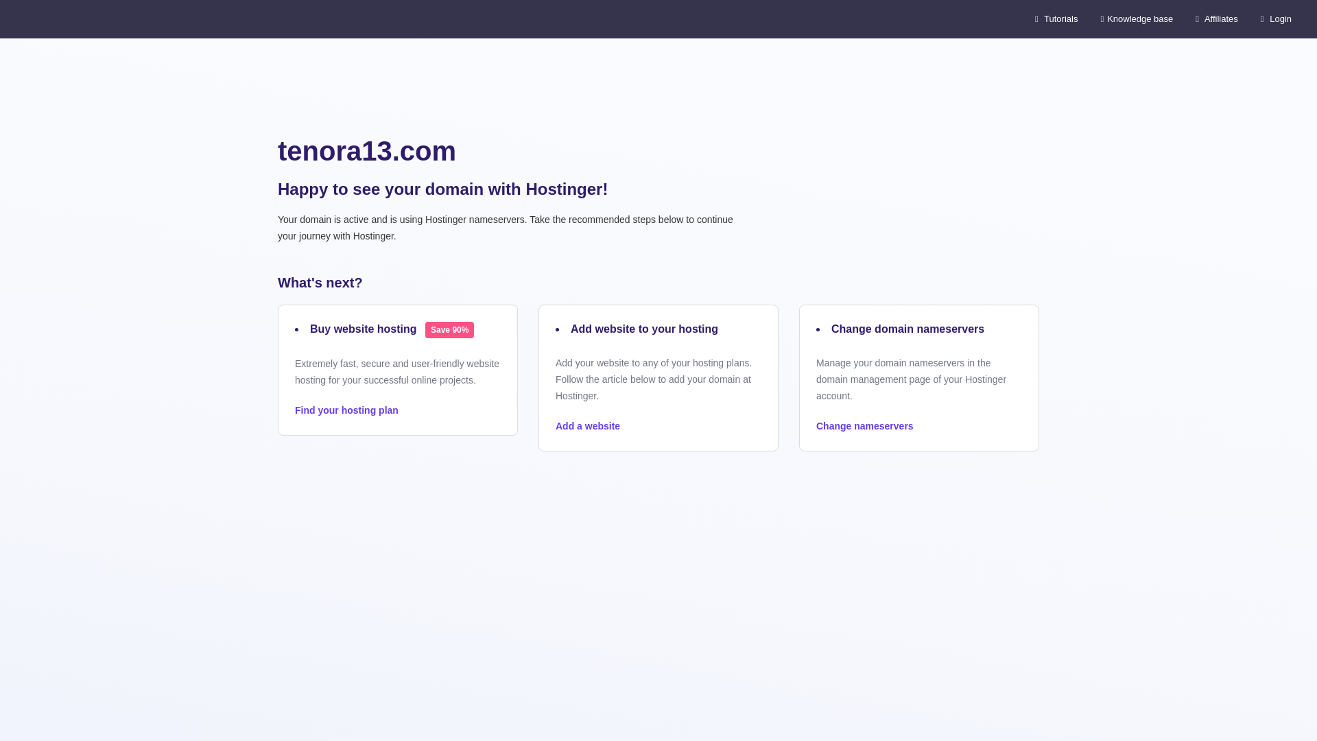 website screenshot of https://tenora13.com/