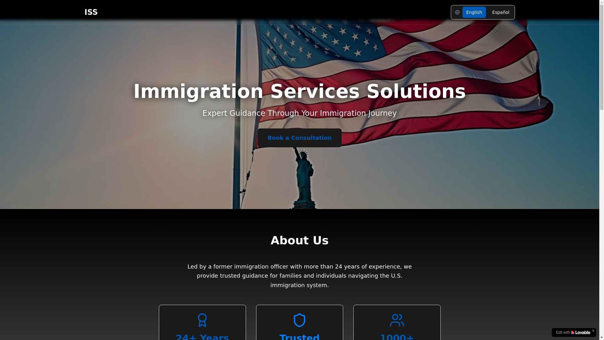 website screenshot of https://immigrationservicessolutionsusa.com/
