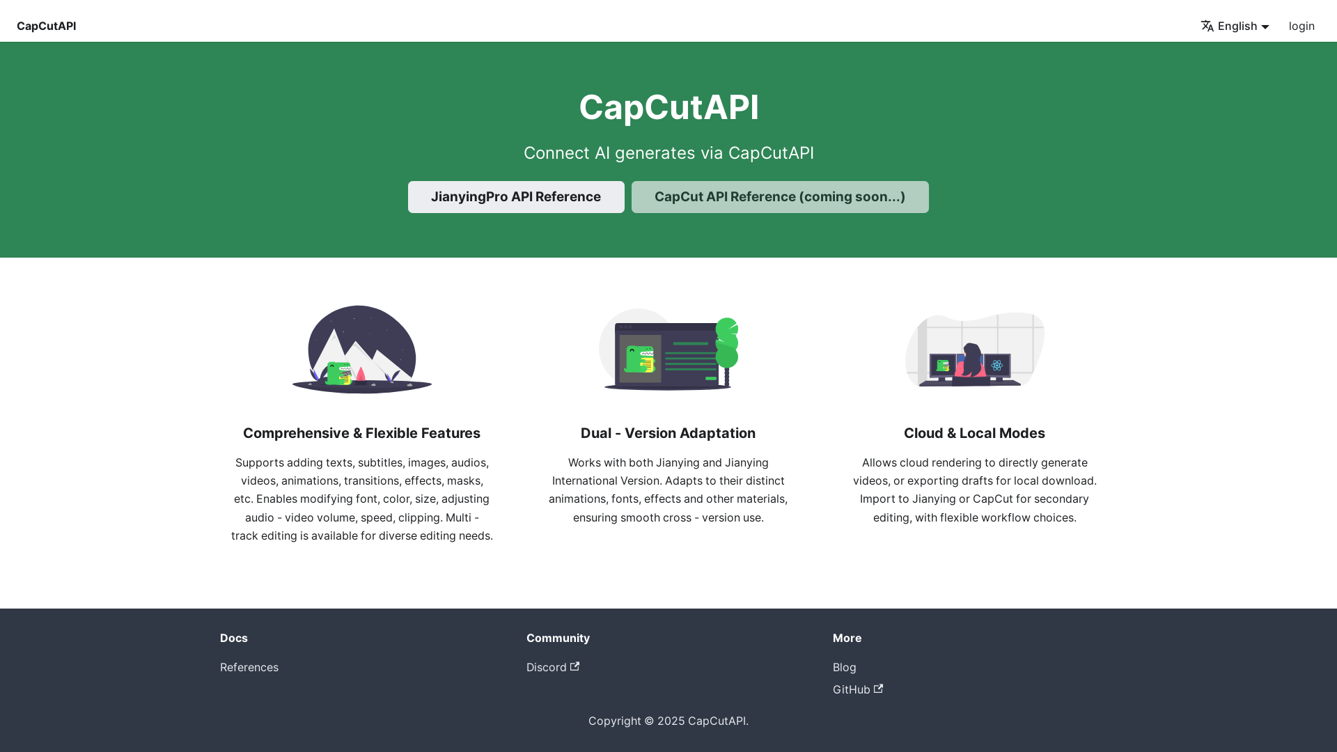 website screenshot of https://capcutapi.top/