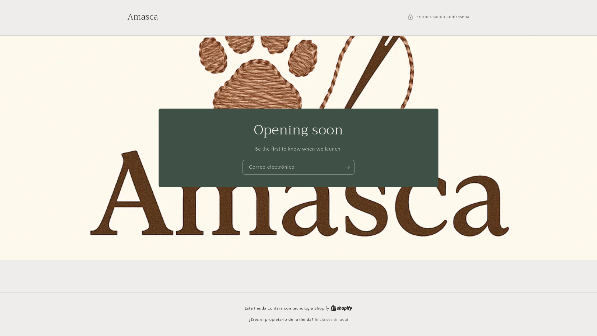 website screenshot of https://amasca.store/