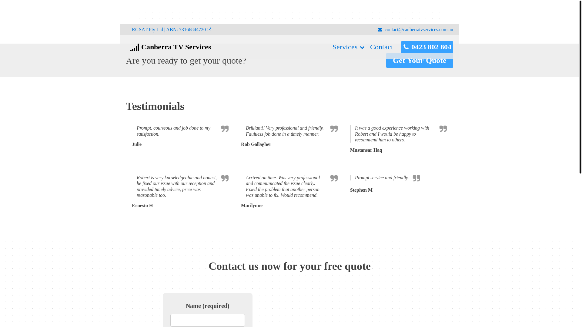website screenshot of https://canberratvservices.online/