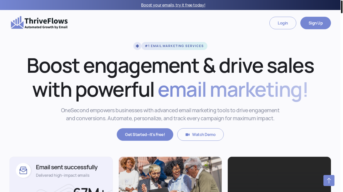 website screenshot of https://thriveflowsmail.com/