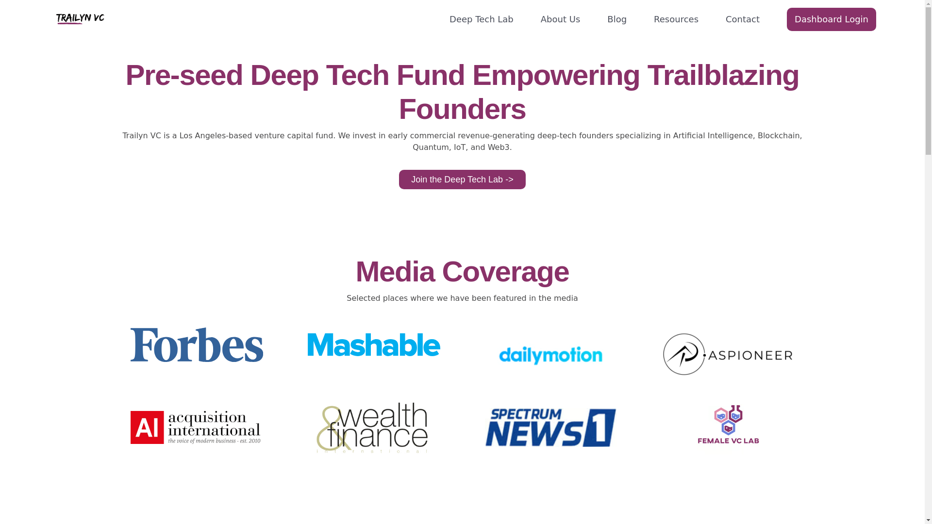 website screenshot of https://trailyn-vc-bullet.pages.dev/