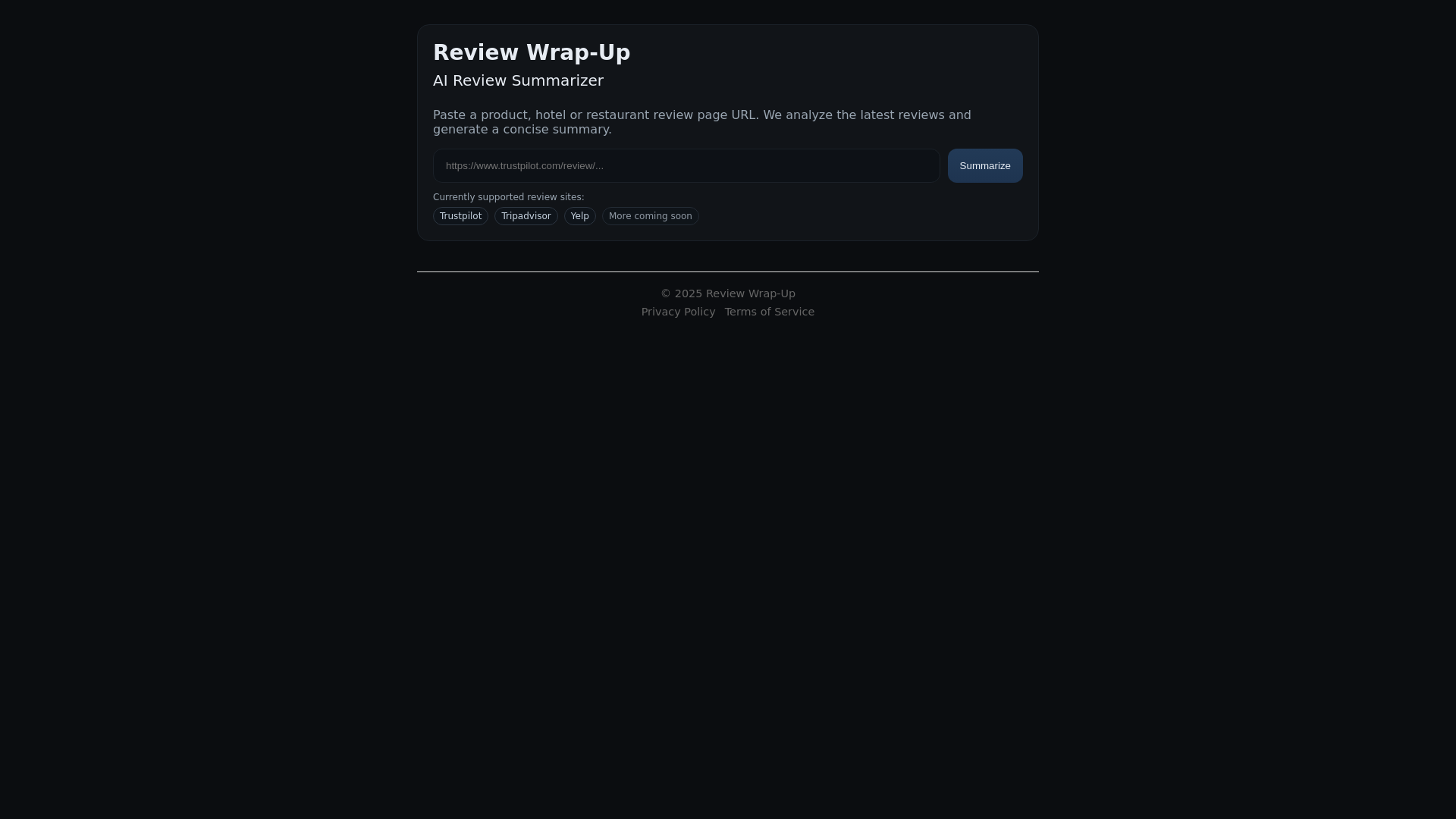 website screenshot of https://review-wrapup.online/