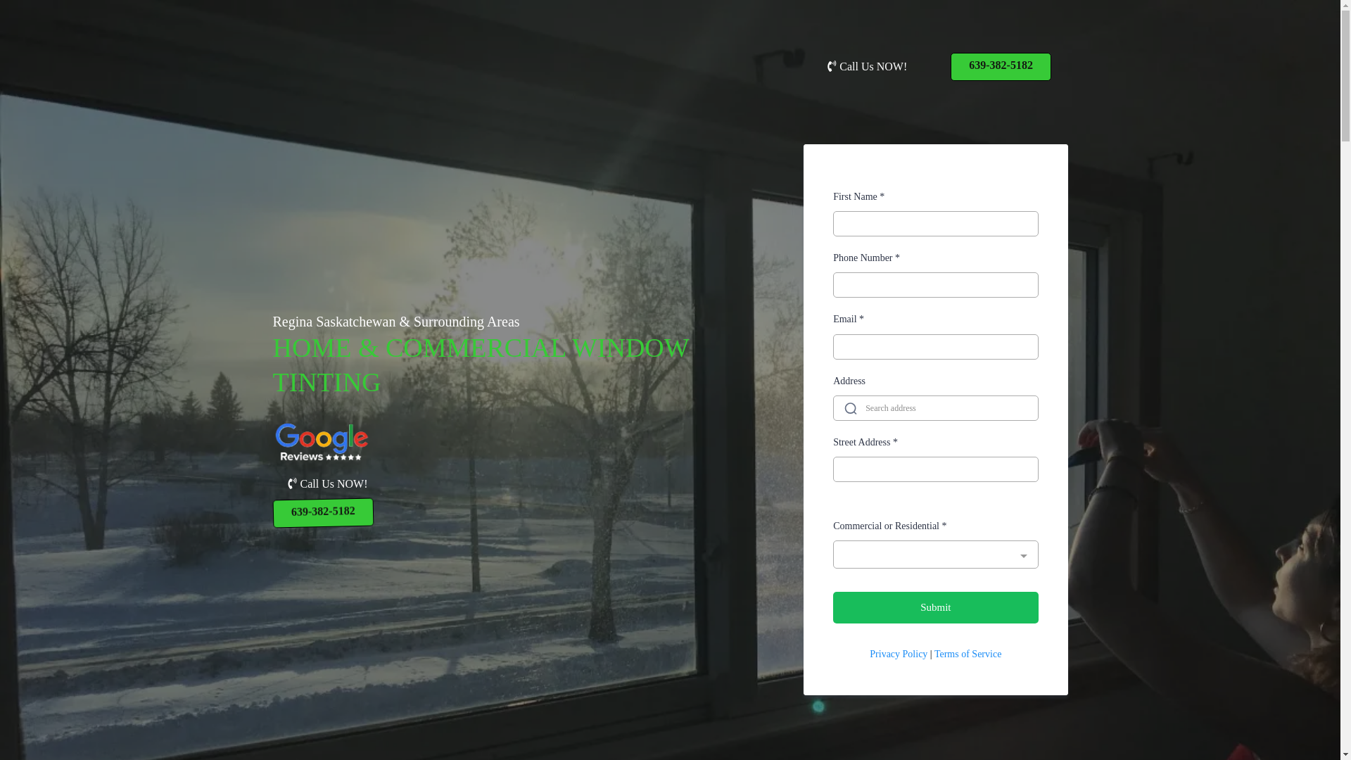 website screenshot of https://reginawindowtinting.ca/