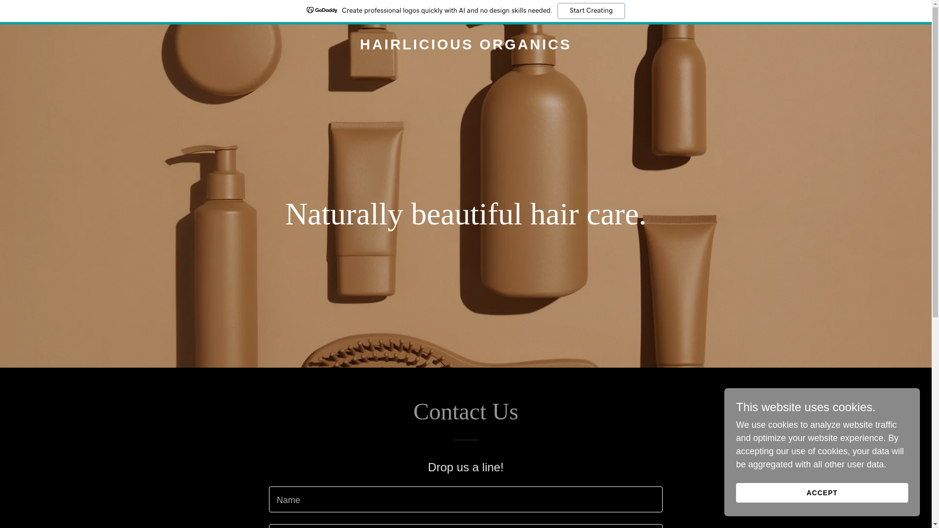website screenshot of https://hairliciousorganics.com/