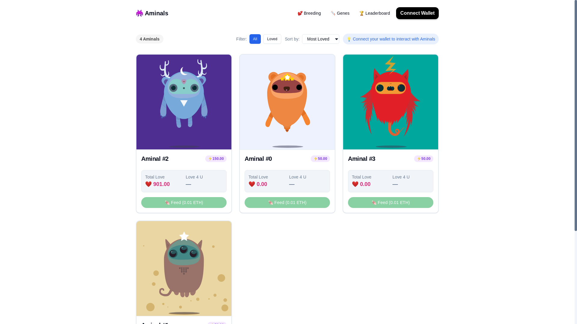 website screenshot of https://aminals-v2.pages.dev/
