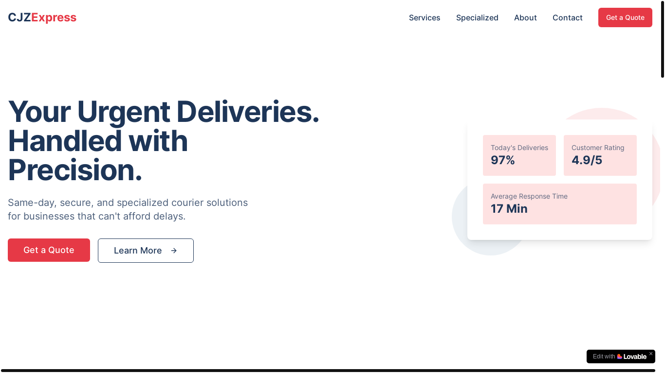 website screenshot of https://cjzexpress.com/