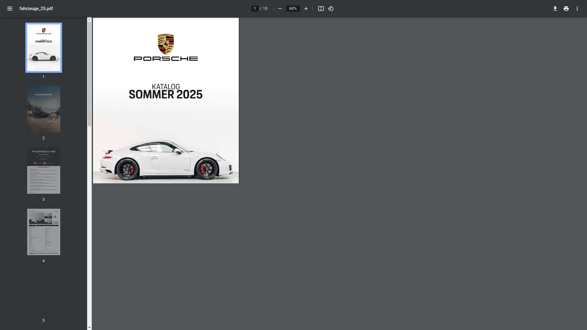 website screenshot of https://fahrzeuge.porschemobile.de/