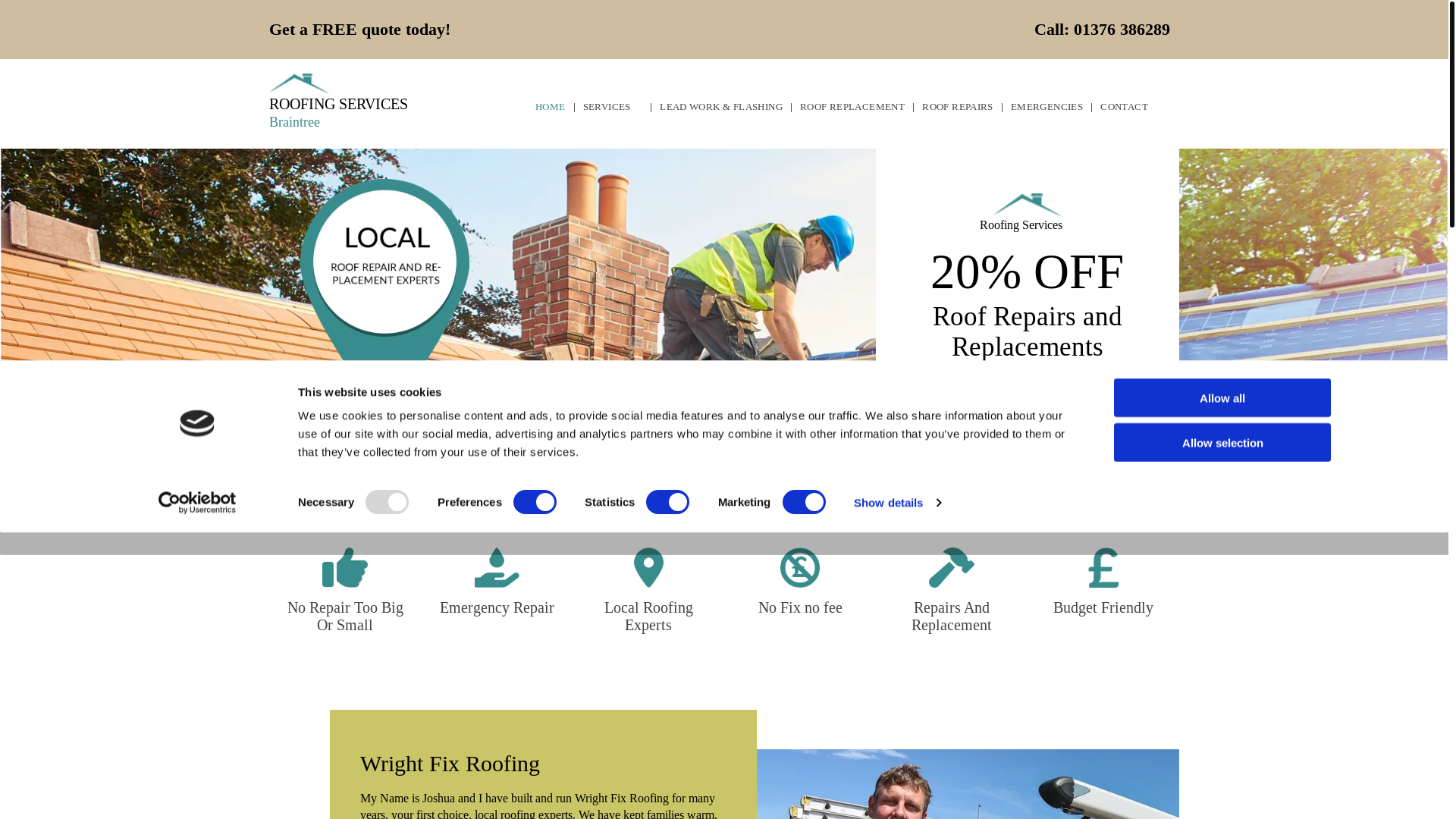 website screenshot of https://wfroofingbraintree.co.uk/