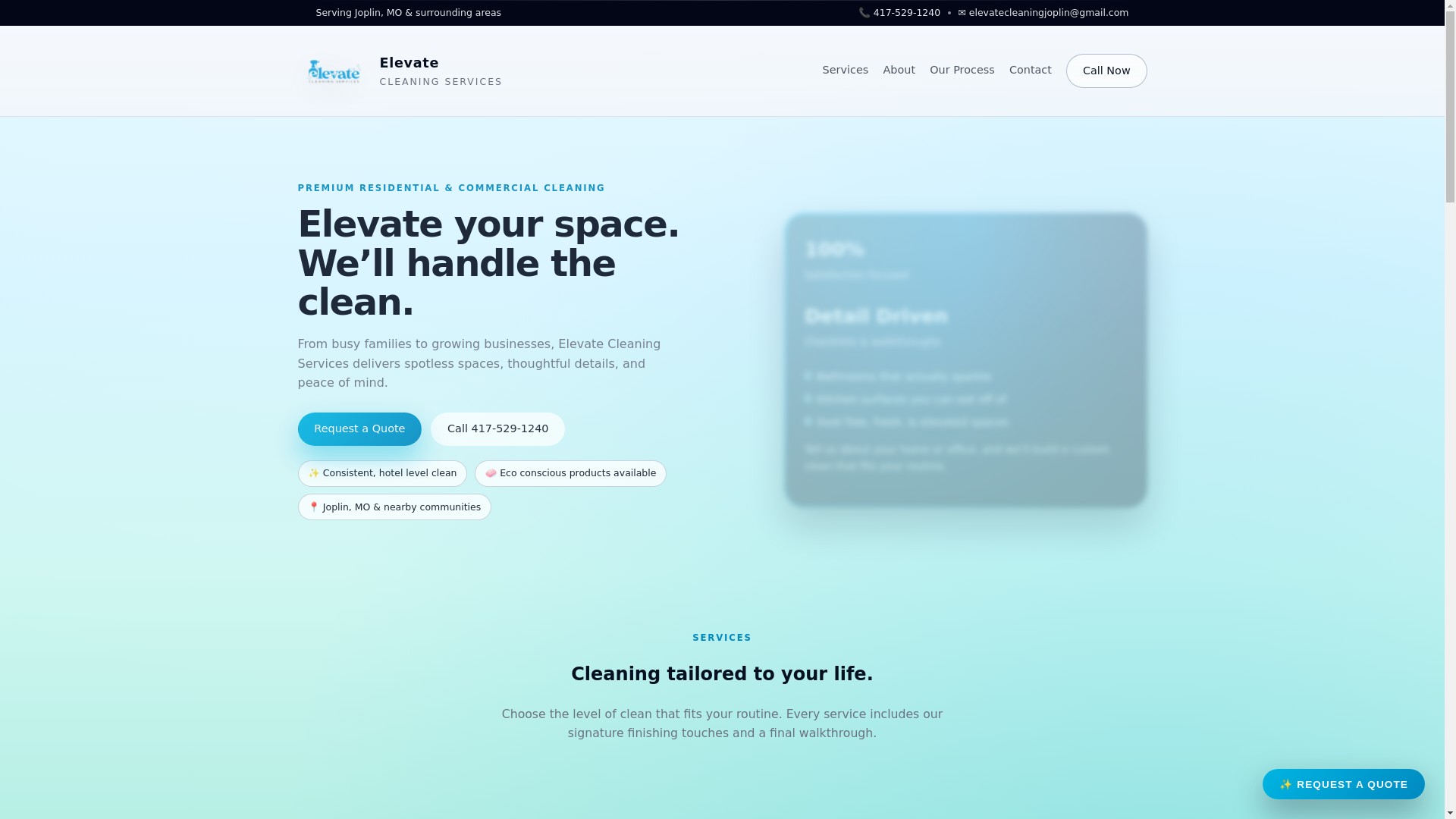 website screenshot of https://elevatejoplin.com/