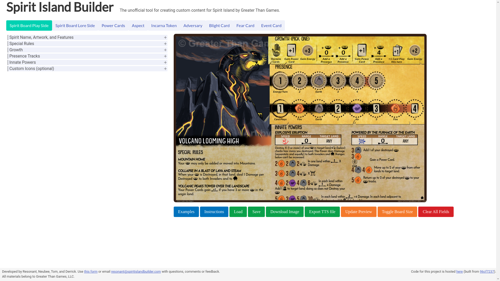 website screenshot of https://spirit-island-builder.pages.dev/