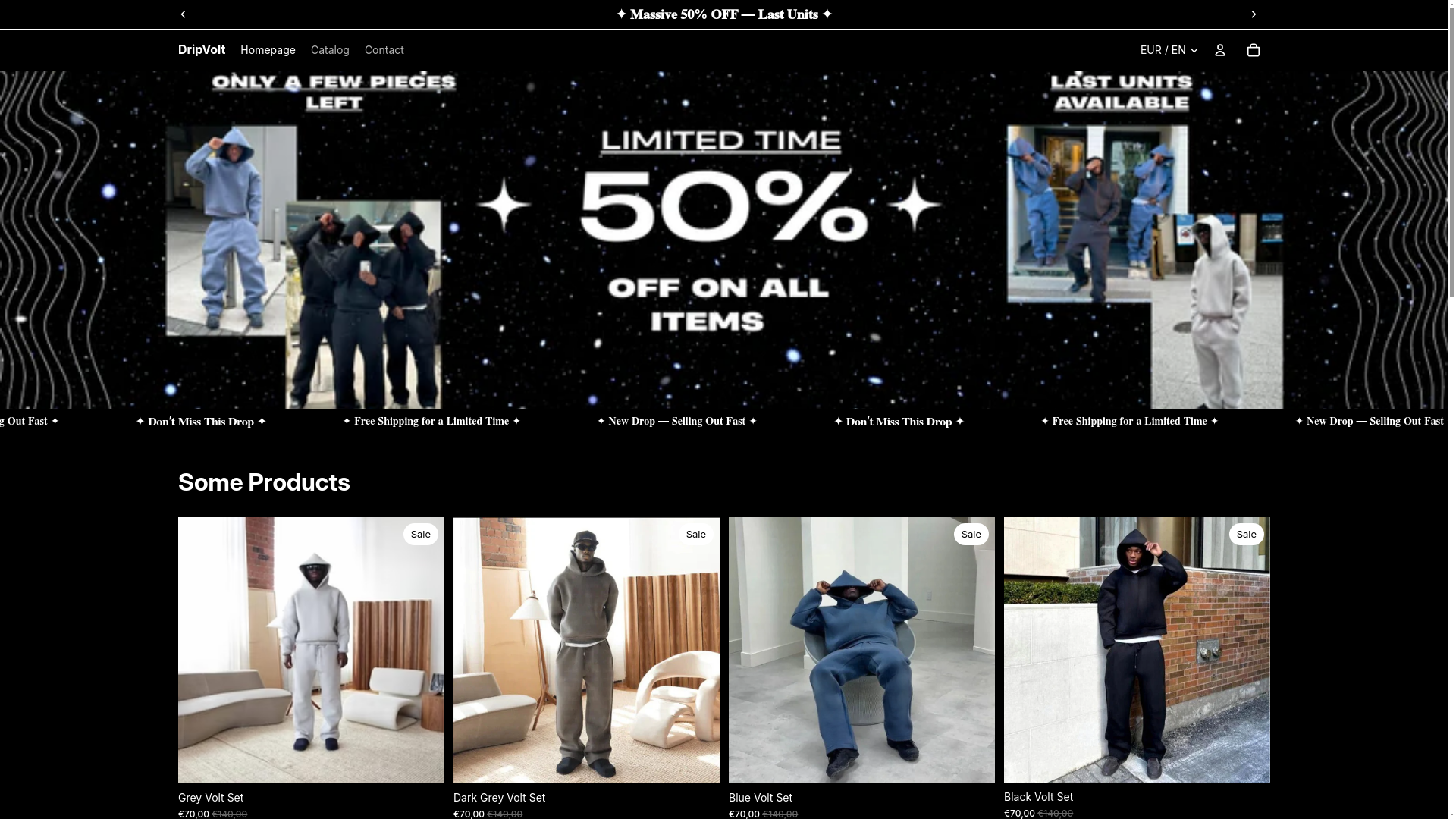 website screenshot of https://dripvolt.store/