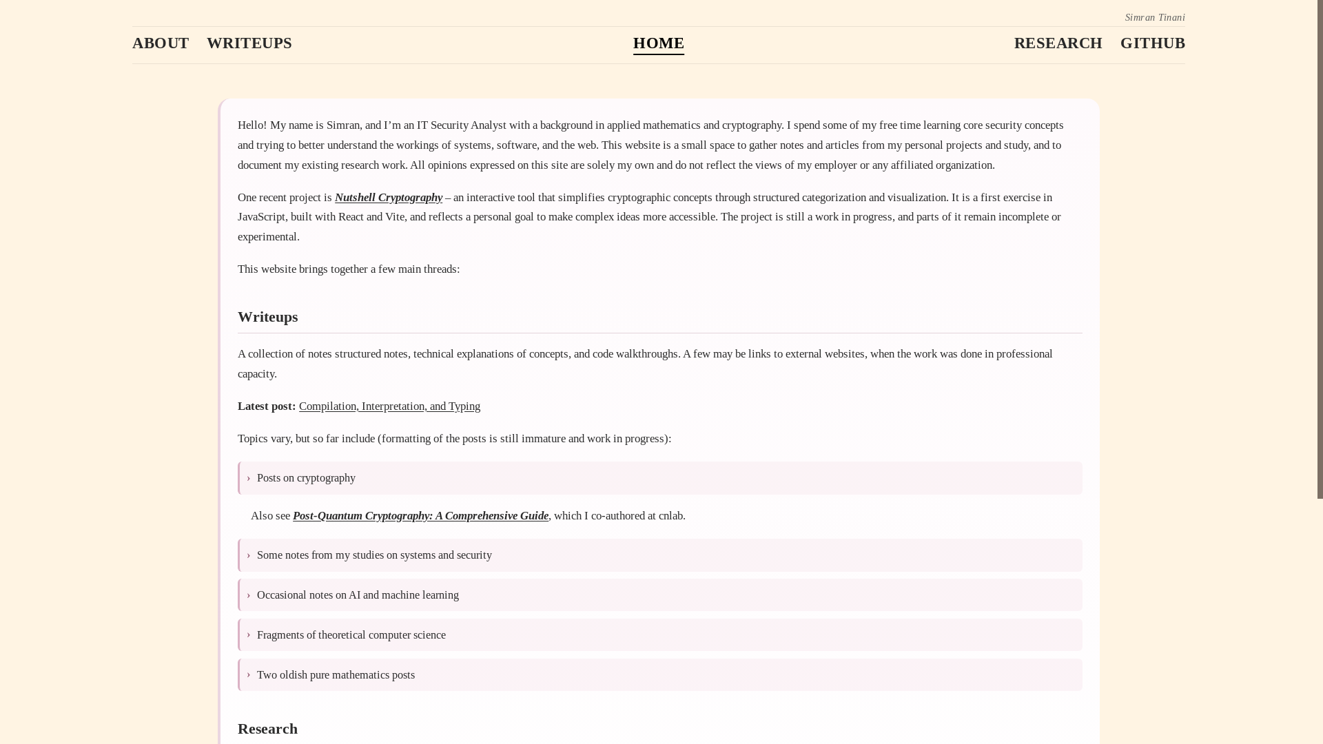 website screenshot of https://simrantinani.pages.dev/