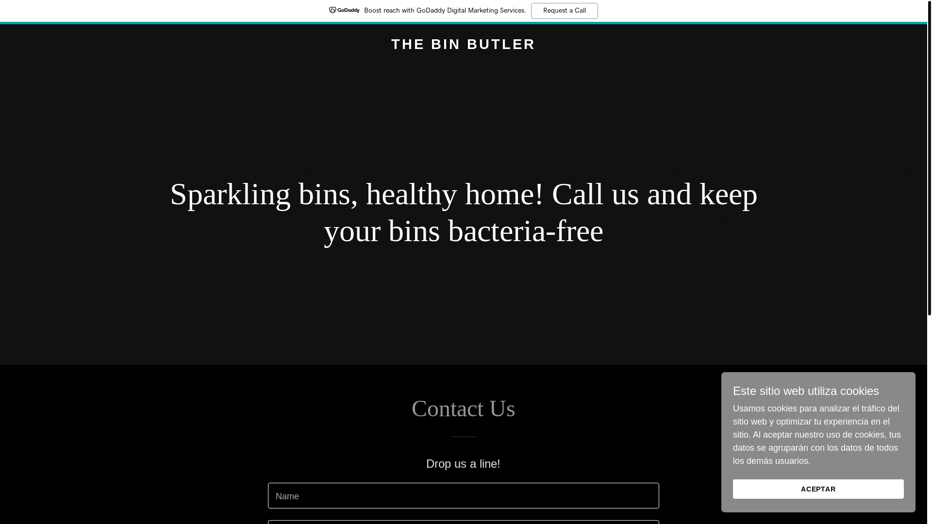 website screenshot of https://thebinbutler.shop/