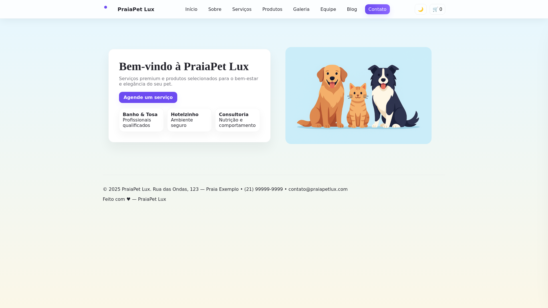 website screenshot of https://praiapetlux.pages.dev/