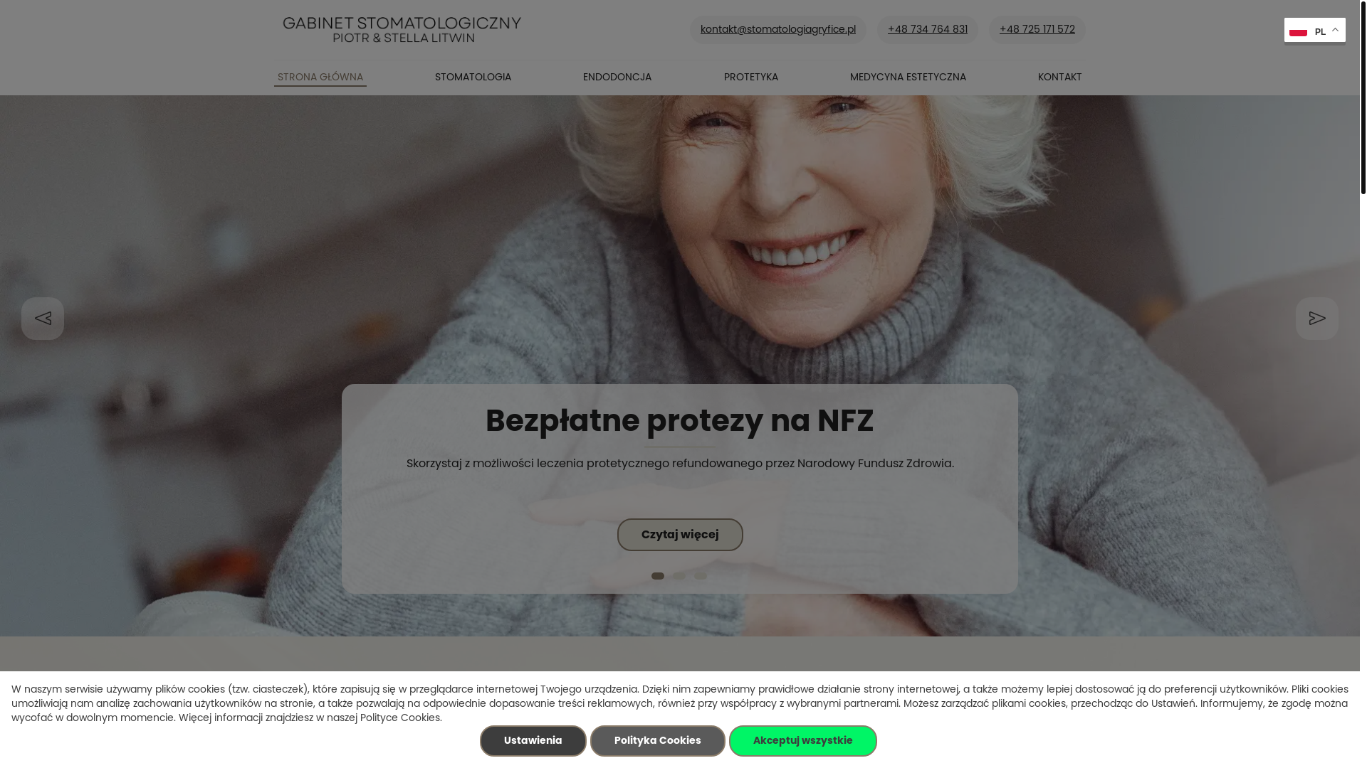 website screenshot of https://stomatologiagryfice.pl/