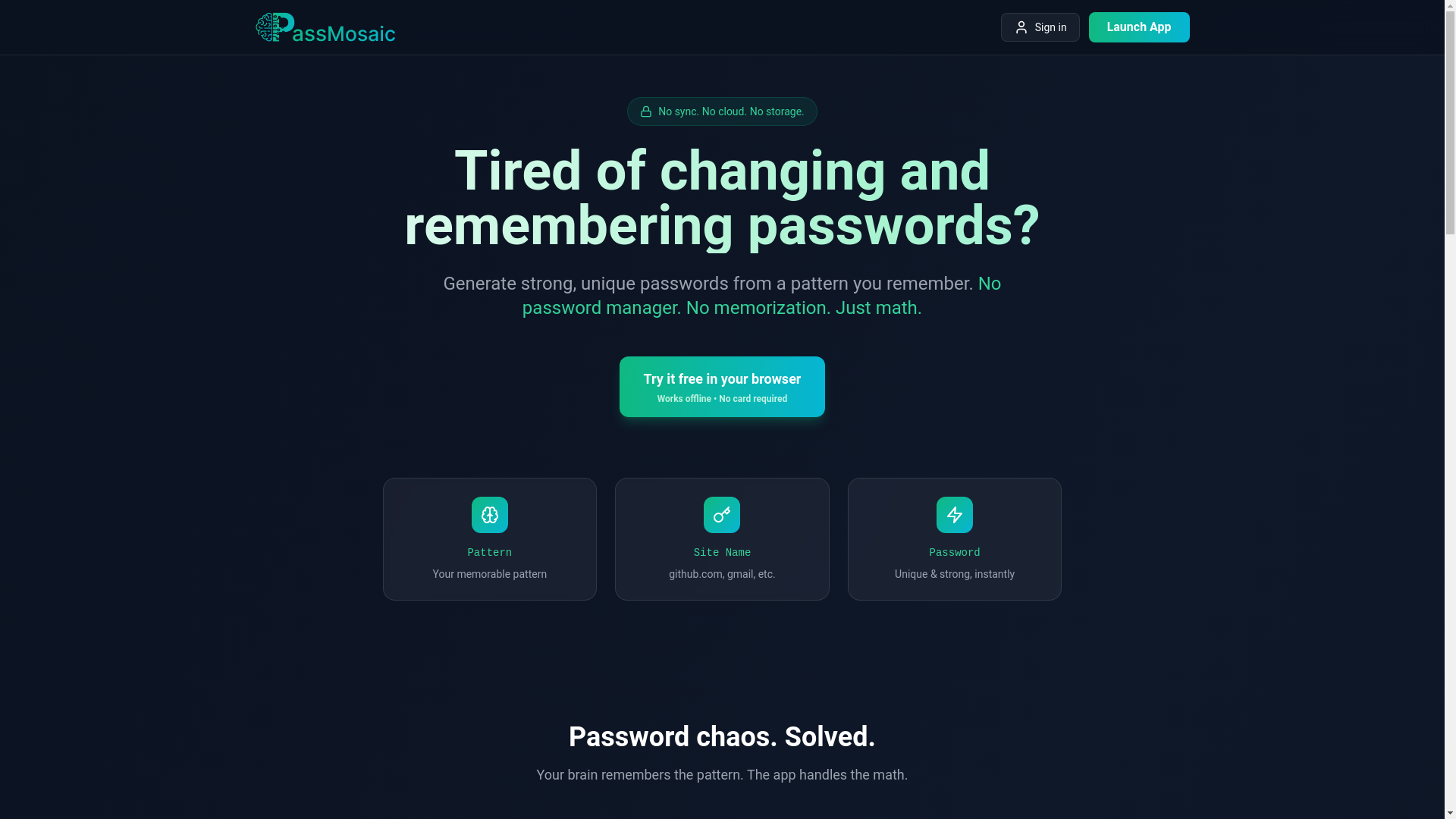 website screenshot of https://passmosaic.pages.dev/