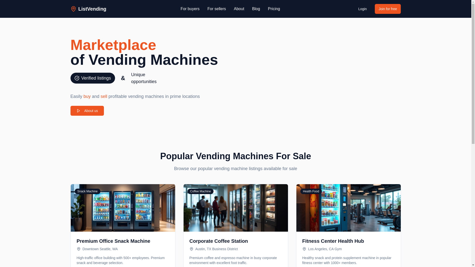 website screenshot of https://listvending.com/