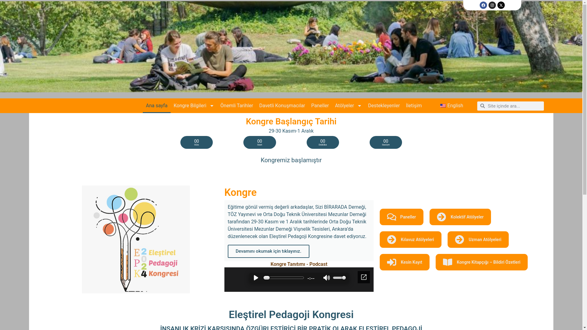 website screenshot of https://elestirelpedagojikongresi.com