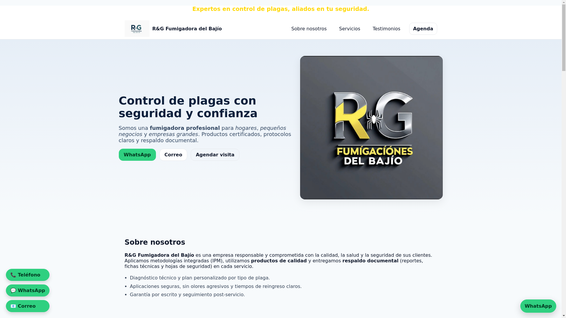 website screenshot of https://controlplagasbajio.com/