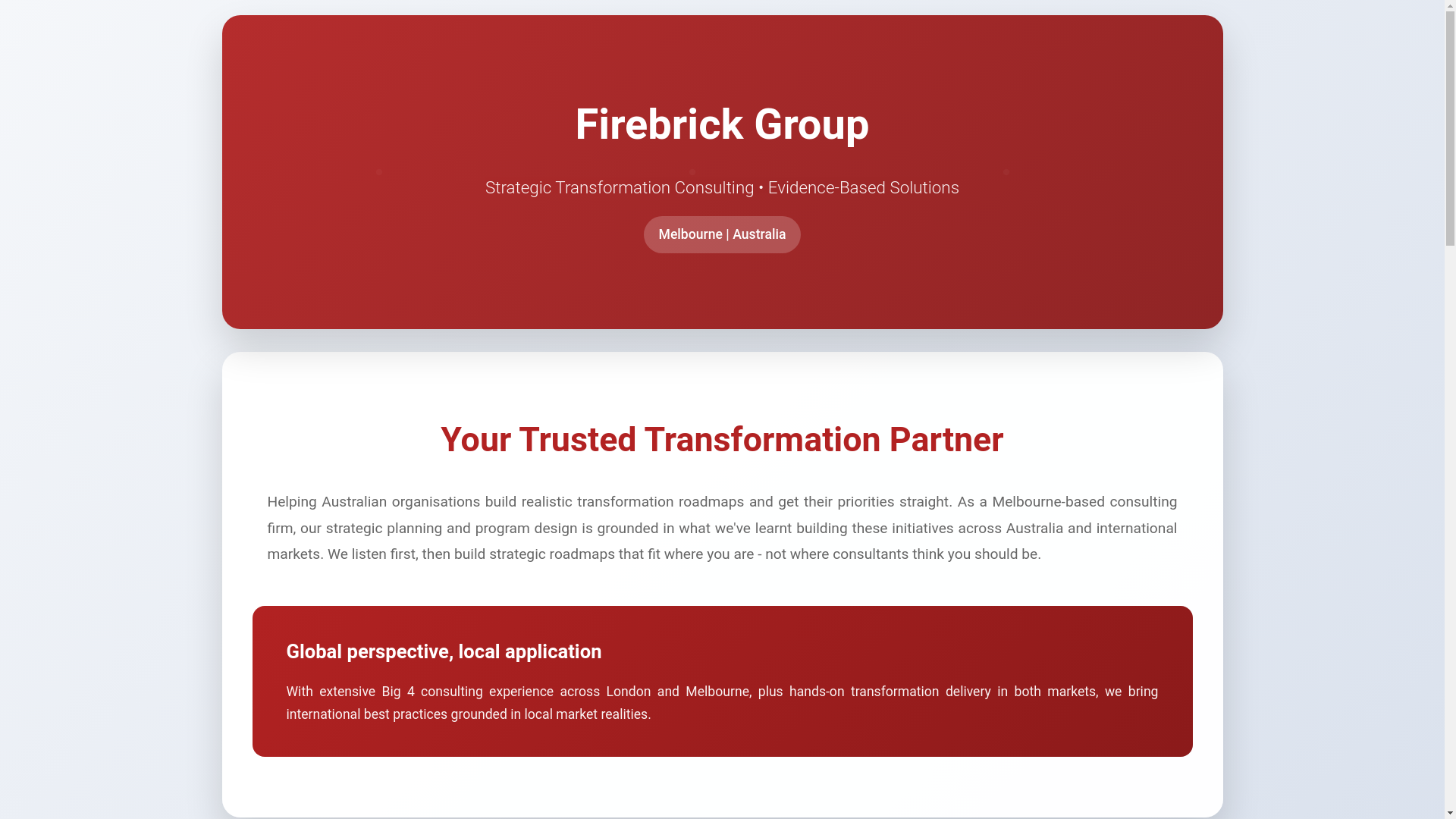 website screenshot of https://firebrickgroup.com.au/