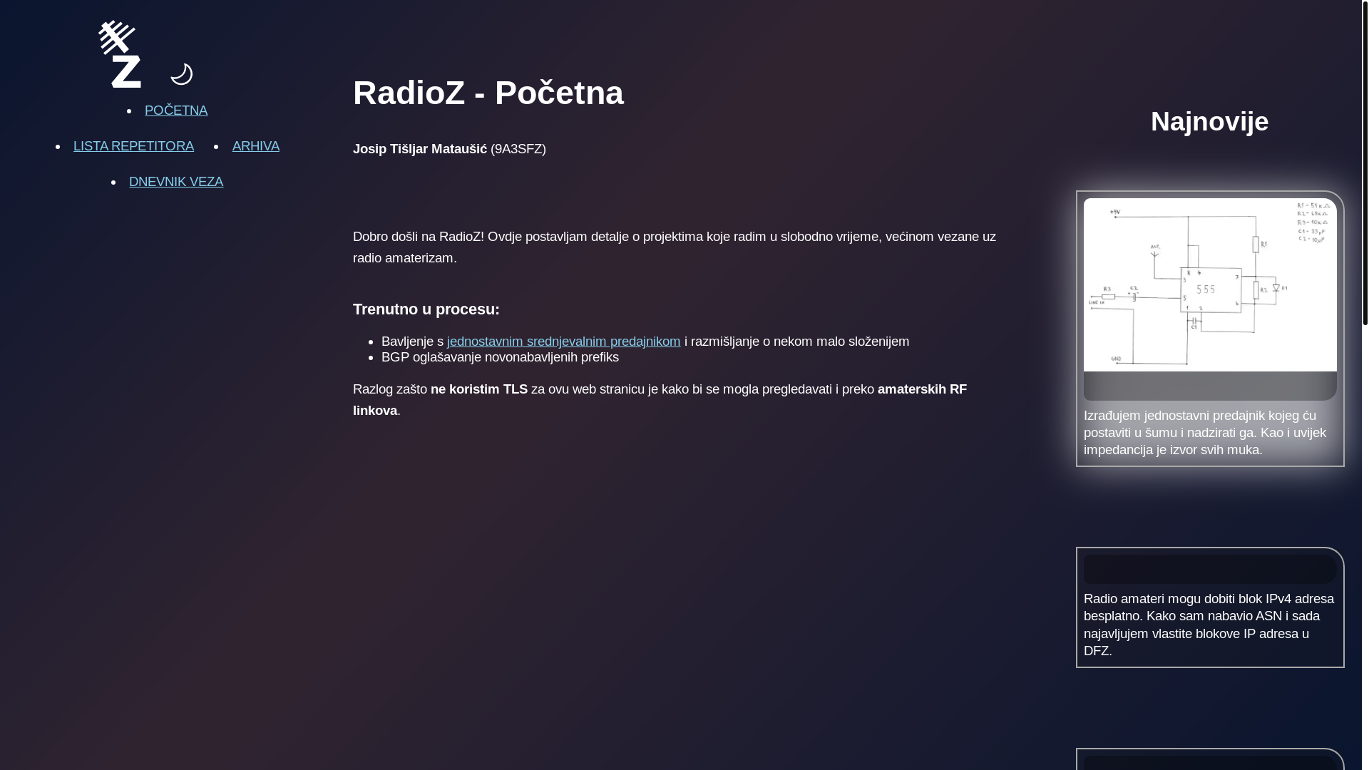 website screenshot of http://radioz.org/