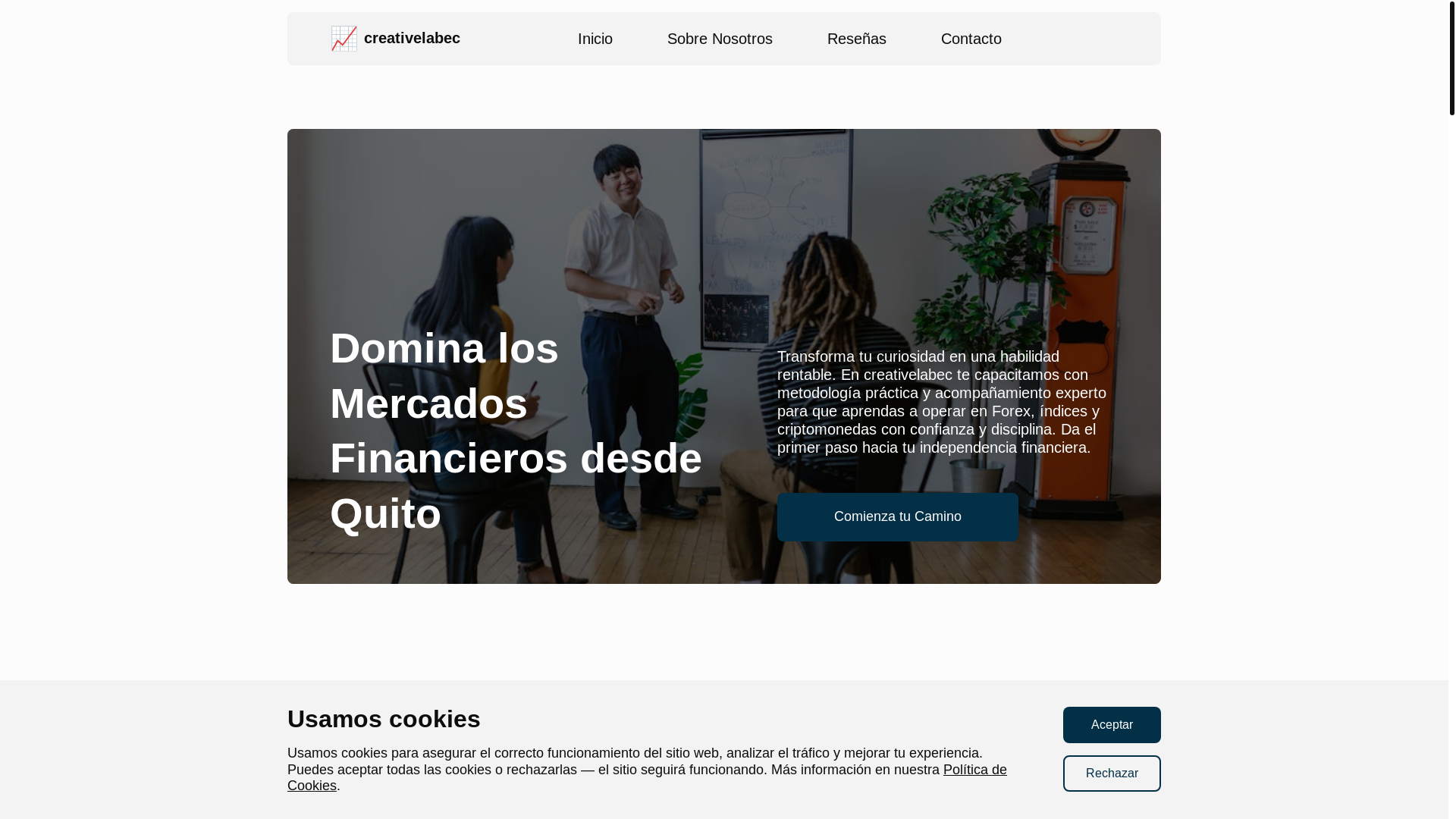 website screenshot of https://creativelabec.com/