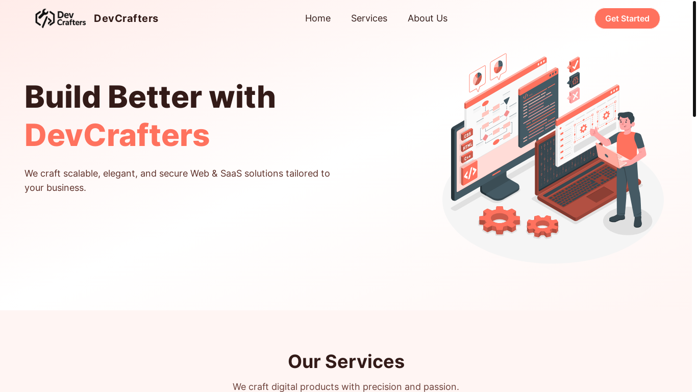 website screenshot of https://devcrafters-website.pages.dev/